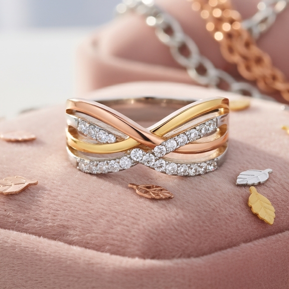 NKULTD Jewelry - 925 Sterling Silver Infinity Ring 💎 18K Yellow & Rose Gold Plated 💍 Size 7